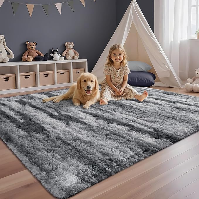 Zebra 4x6 ft Fuzzy Rug for Living Room,Black White Bedroom Area Rugs Non-Slip,Carpet for Nursery Kids PlayRoom Indoor Modern Plush Carpets