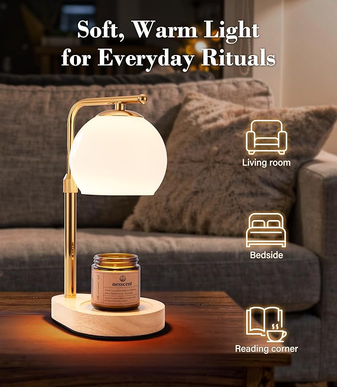 Modern Candle Warmer Lamp White Glass Minimalist Candle Warmer Lamp with Timer Adjustable Height Budget Friendly Wax Melter for Bedroom Living Room