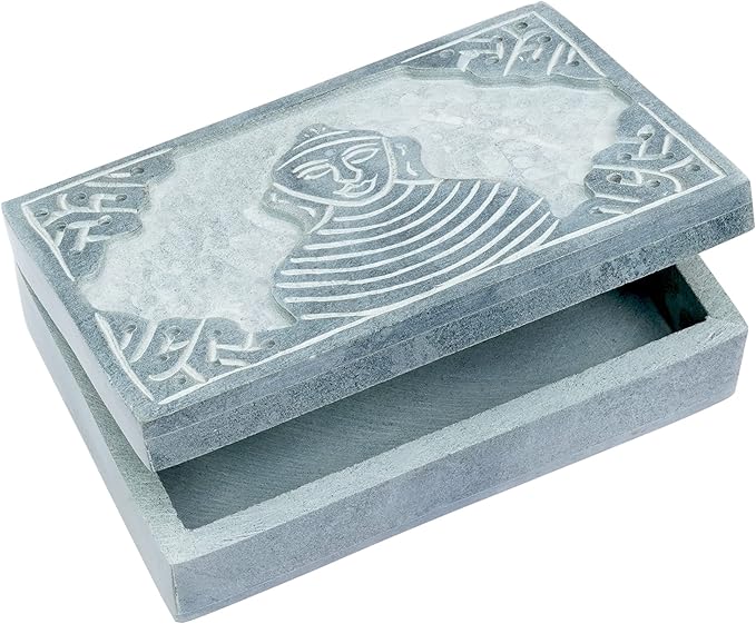 Crocon Handmade Jewelry Box – Royal Style Decorative Organizer for Jewelry & Makeup, Elegant Trinket Box, Table Decor, Gift for Mother & Precious Keepsakes, Buddha Design - 6x4x1.7 Inch