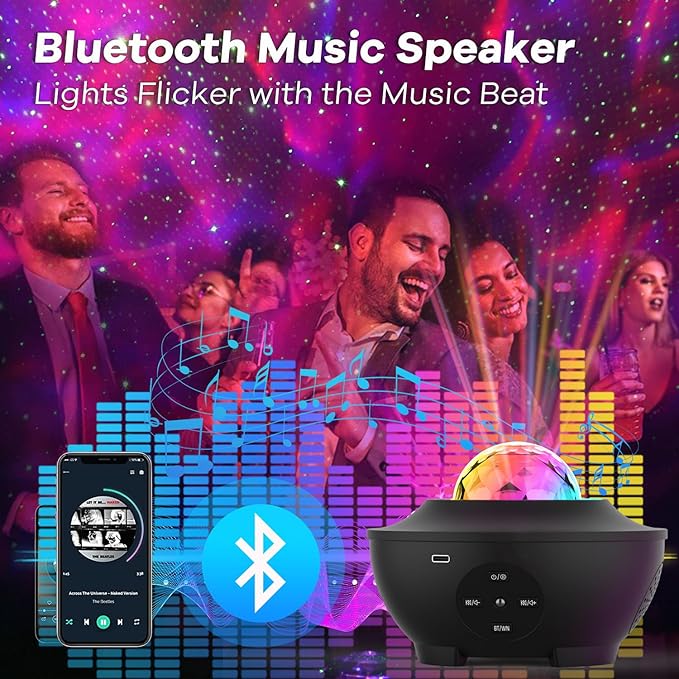 Star Projector,Galaxy Projector for Bedroom,Galaxy Night Light with Timer and Remote,Bluetooth Speaker,White Noise,Star Night Light for Kids Adults,Party,Living Room Decor,Gifts for Kids,Adults