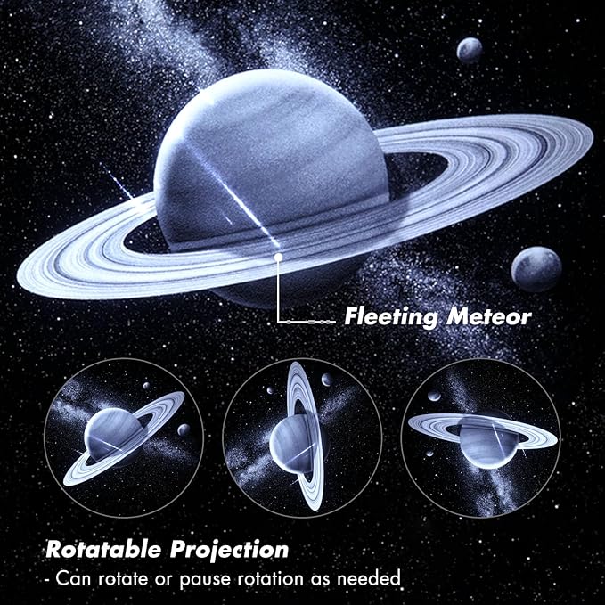 Planet Projector Night Light for Bedroom,Starry Galaxy Light Projector with Bluetooth Speaker,White Noise,Timer,Rechargeable Star Mood Light with 6 Discs for Adults Kids,Party,Gift