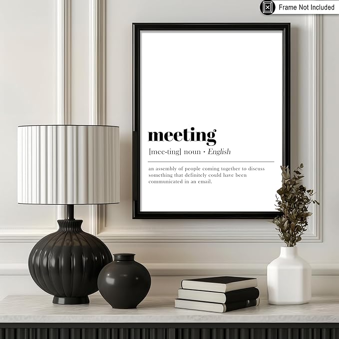 Poster Master Typography Poster - Retro Dictionary Print - Meeting Definition, Assembly of People, Book Page, Funny - Gift for Colleague, Friend - Wall Decor for Home, Office, 18x24 Unframed Wall Art