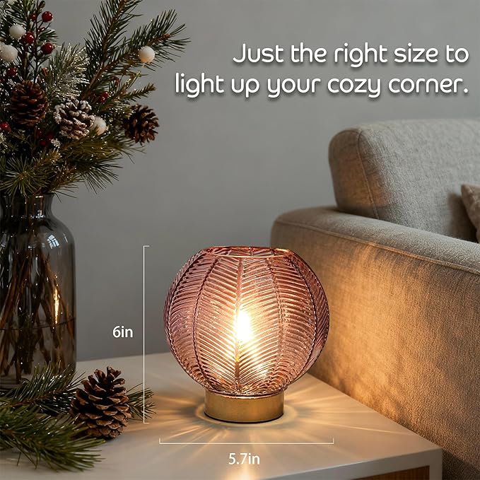 LUSHARBOR Battery Powered Lamp, Cordless Table Lamps Battery Operated Lamp for Bedside Nightstand, Small Lamps for Living Room Decorative Table Bedroom-Red