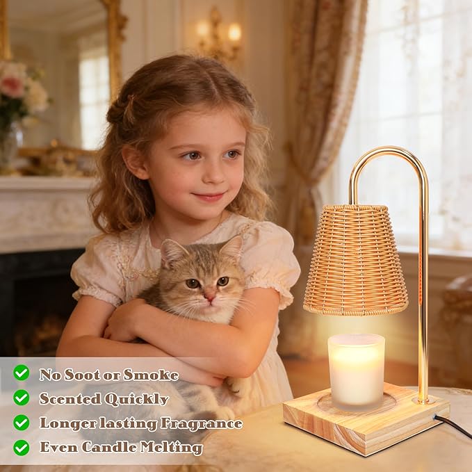 Crystal Club Candle Warmer Lamp with Timer & Dimmer, Modern Farmhouse Wax Melt Warmer for Jar Candles, Candle Lamp Warmer for Home Decor, Birthday Gifts for Women Mom