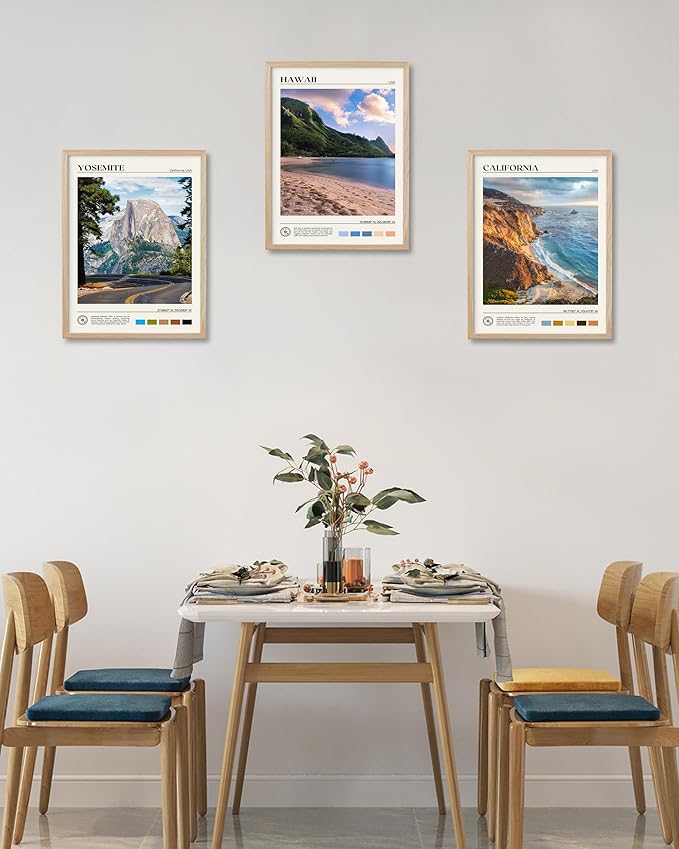 HesenDot Natural OAK Wood Yosemite National Park Framed Wall Art,12x16in Natural Scenery Canvas Wall Print,Classic Urban Landmark Wall Decor for Living Room,Bedroom,Office Gallery Gifts Set of 1