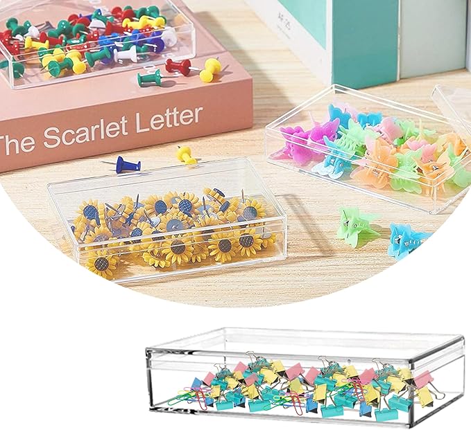 KissYou Acrylic Box 4 Pieces Small Clear Box with Lid Jewelry Storage Contanier Graduation Wedding Birthday Party Candy Boxes