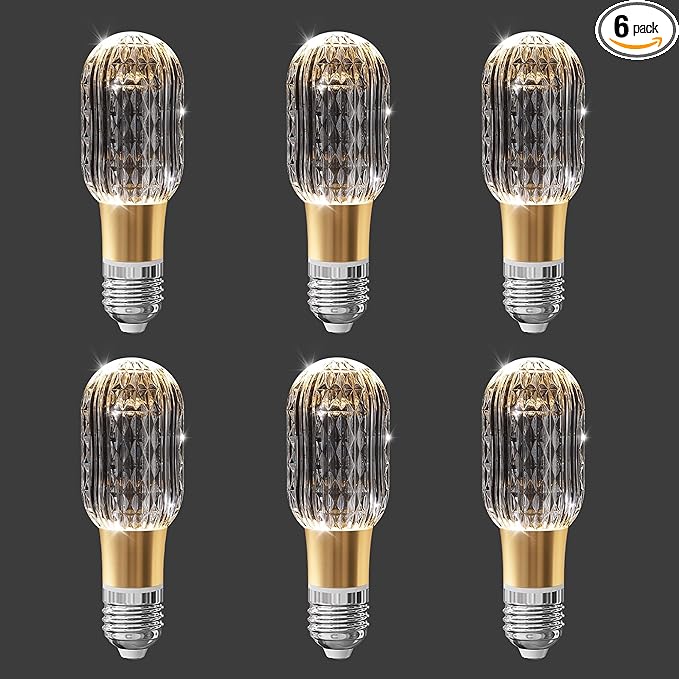 6pcs Acrylic Decorative E26 LED Light Bulbs 5w Equivalent 30 watt, Unique Fancy Light Bulb Warm White 4000k,Non-dimmable Lightbulbs for Living Room Dining Room,150 Lumens (B003-Warm White-4000k, 6pcs)