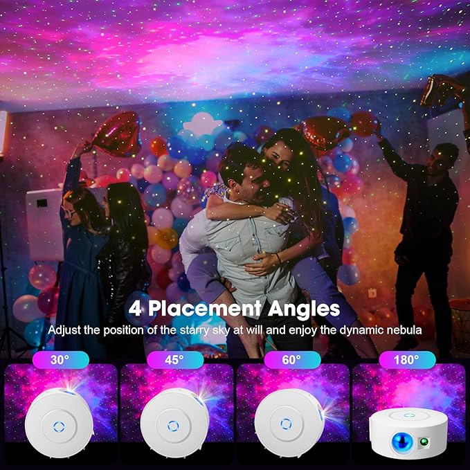 Smart Galaxy Projector with Laser Stars & Nebula Clouds - Control via APP, Alexa Voice or Button, 16 Million Colors, 900+ Sq.Ft Projection, Auto Timer, Ultra Quiet <25dB, 4 Angle Adjustable