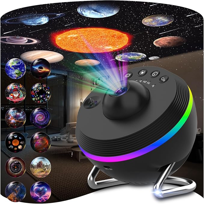 Galaxy Projector, 13 in 1 HD Planetarium Star Projector for Bedroom with Meteor Milky Way, Space Ceiling Starry Night Light Projector for Kid Adult, Led Galaxy Light with Timer, Ideal Gift (Black)