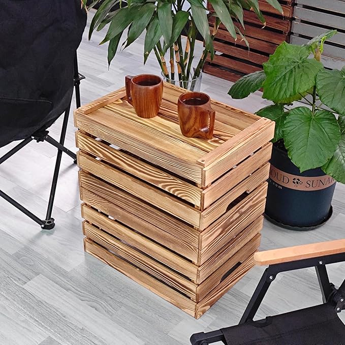 Brown Wooden Crates are Suitable for Storage, Milk Crates, Wine Crates, Festival Decorations, Camping, and Other Multi-Purpose. They are Sturdy and Durable, set of 2 Length of 17.7 inches.