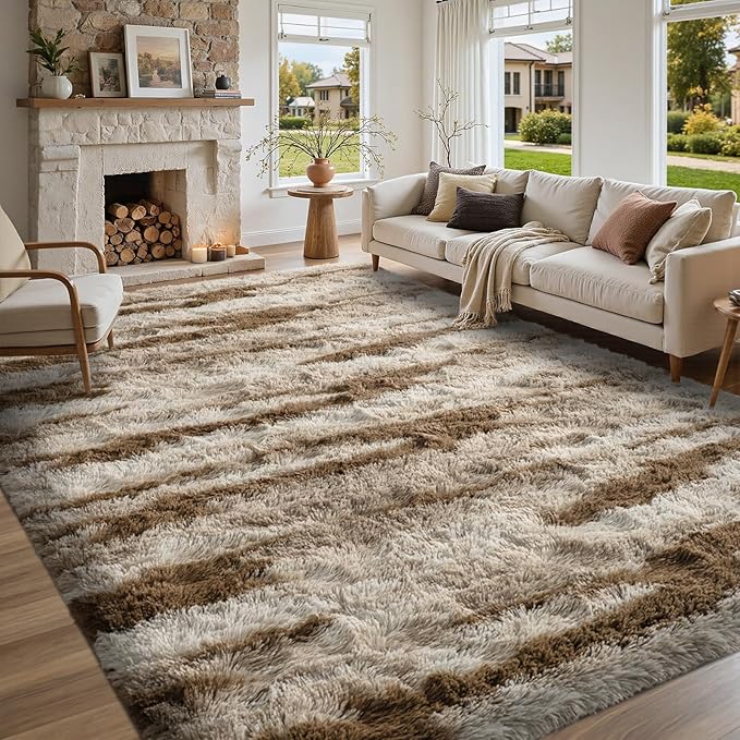 5x7 Ft Fuzzy Rugs for Bedroom,Khaki Neutral Area Rug Non-Slip,Carpet for Living Room Nursery Kids PlayRoom Indoor Modern Plush Carpets