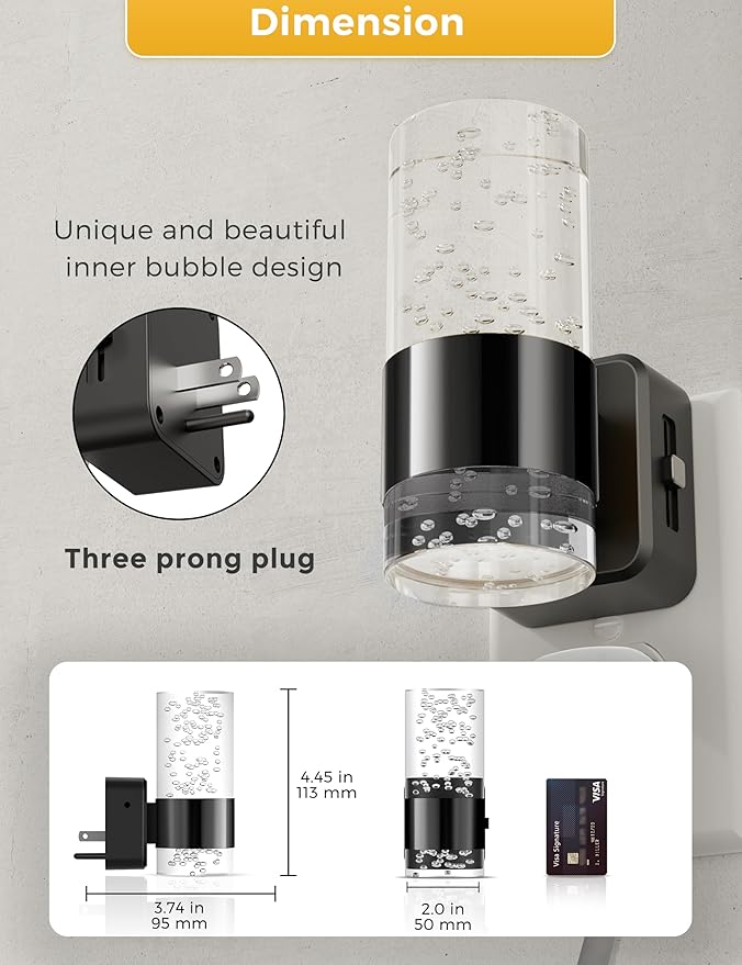 L LOHAS LED Night Light,Dimmable Night Lights Plug into Wall, 2 Pack Acrylic Nightlights with 0-100 LM Adjustable Brightness, 5000K Plug in Night Light with Dusk to Dawn Sensor, for Bathroom Hallway