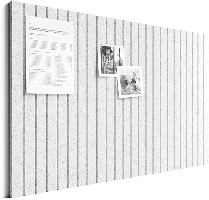 Bumusty Large Cork Board Alternative-36 x 24" Felt Bulletin Board Tiles, with 30 Pushpins, 40 Adhesive Tabs, Fine-Stripe 6-Pack, Cork Boards for Office Push Pin Board Felt Board-Light Gray