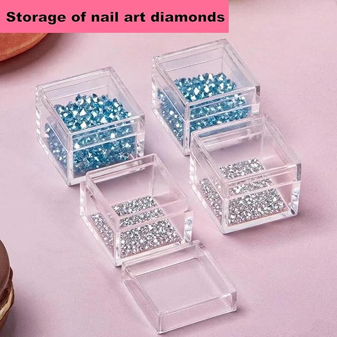 KissYou Small Acrylic Box Clear Candy Boxes with Lids Plastic Square Cube Jewelry Storage Contanier Wedding Graduation Party Favor Decorative Boxes