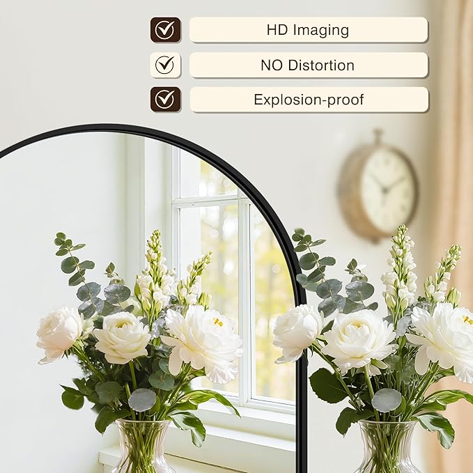 Vanity Bathroom Mirror for Wall, 2 Pack 30"x20" Arched Bathroom Mirror for Over Sink, Arched Metal Frame for Bedroom, Living Room, Entryway, Hanging or Leaning, Black