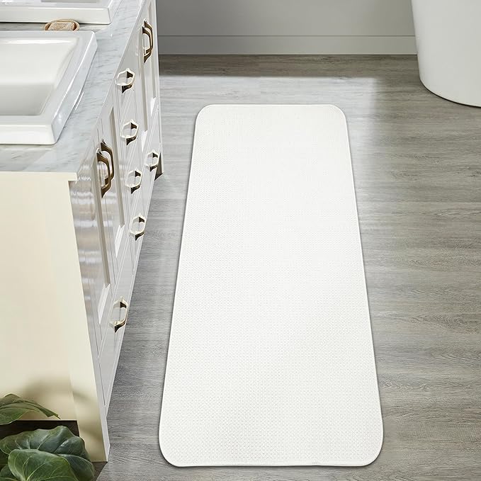 Bosap Bath Mat,Ultra Thin Bathroom Runner Rugs,Large Bath Mats for Bathroom,Quick Dry,Non-Slip,Machine Washable,Low Pile,Bath Rug,Shower Outside,Sink,Home Decor Accessories.Cream,2'x5'（24x60inch）