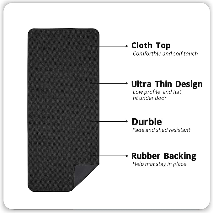 Bosap Bath Mat,Ultra Thin Bathroom Runner Rugs,Large Bath Mats for Bathroom,Quick Dry,Non-Slip,Machine Washable,Low Pile,Bath Rug,Shower Outside,Sink,Home Decor Accessories.Black,3'x6'(36x72inch)