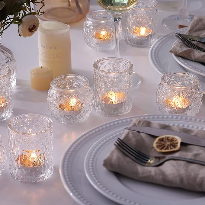 NITIME 36Pcs Assorted Clear Votive Candle Holders, Tea Light Candle Holders for Wedding Centerpiece, Glass Candle Holder for Table Centerpiece, Home and Party Decorations