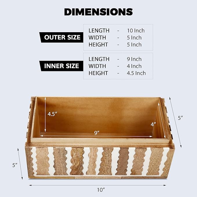 Handicrafts Home Large Decorative Storage Box with Lid Wooden Memory Box Keepsake Storage Box Photo Storage Organizer – Resin Inlay Kept Safari Collection - 10x5x5