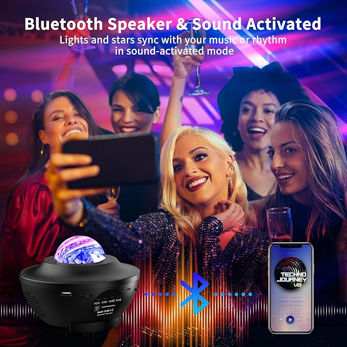 itayak Northern Lights Projector, Aurora Star Galaxy Projector Night Light for Bedroom/Ceiling/Party with Bluetooth Speaker, Soothing Mood Northern Light Lamp for Kids, Adults, Gift Idea