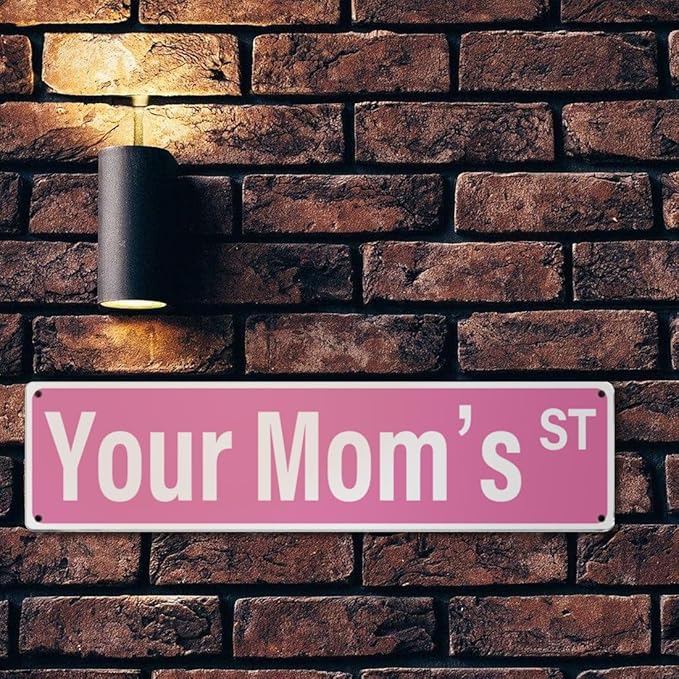 "Your Mom's st" Pink Room Decor Aesthetic – 16x4″ Funny Street Signs for Bedroom | Cute Y2K Posters Wall Decorations for Downtown Girly Room Girl Bedroom Teen College Dorm, 2481