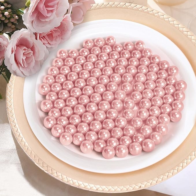 350Pcs Rose Gold Vase Filler Pearl Beads for Crafting 12mm Beads No Holes Decor Suitable for Wedding Decor, Party Decorations, Centerpiece Table Decorations