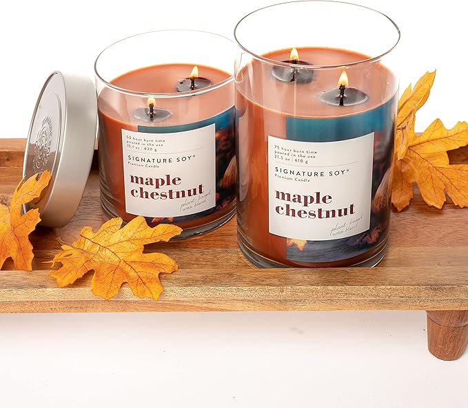 Signature Soy Lidded Maple Chestnut Scented Candle Large Jar