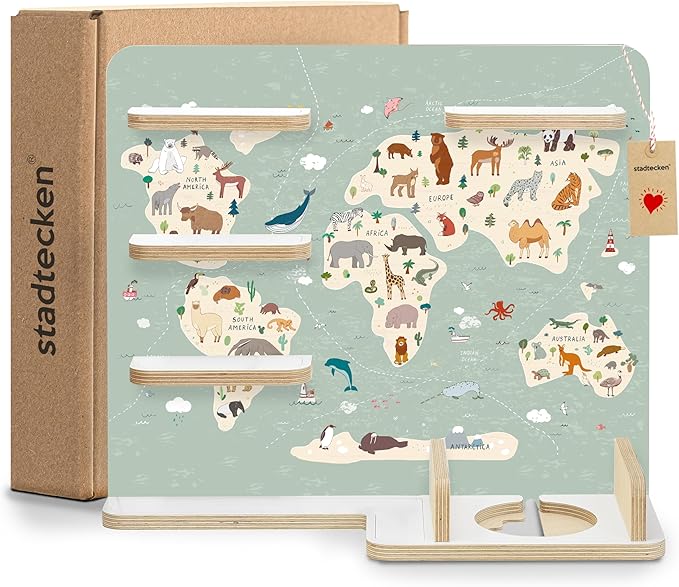 stadtecken Wooden Shelf for Music Box I Suitable for The Toniebox and Tonies I Perfect Storage in The Children's Room I for Setting up or Hanging (Atlas, Medium)