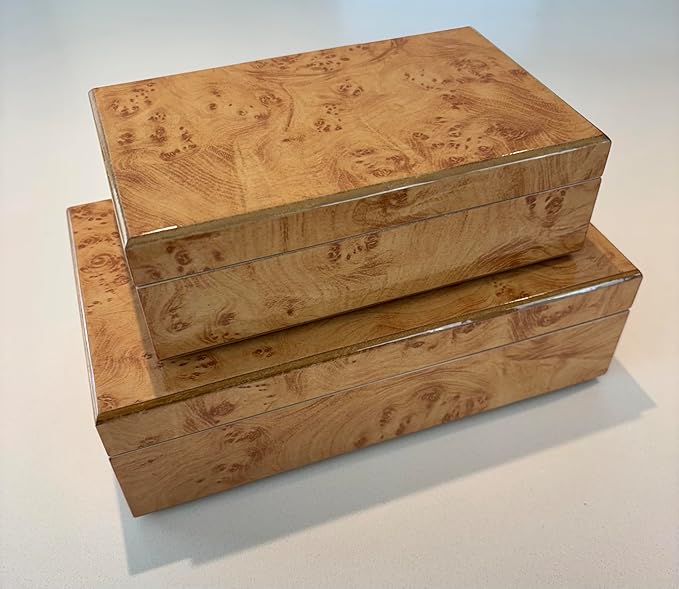 Cruiser's Caché Burl Wood Design Luxe Decorative Box | Fully Suede-Lined | (Small - 8 inches)
