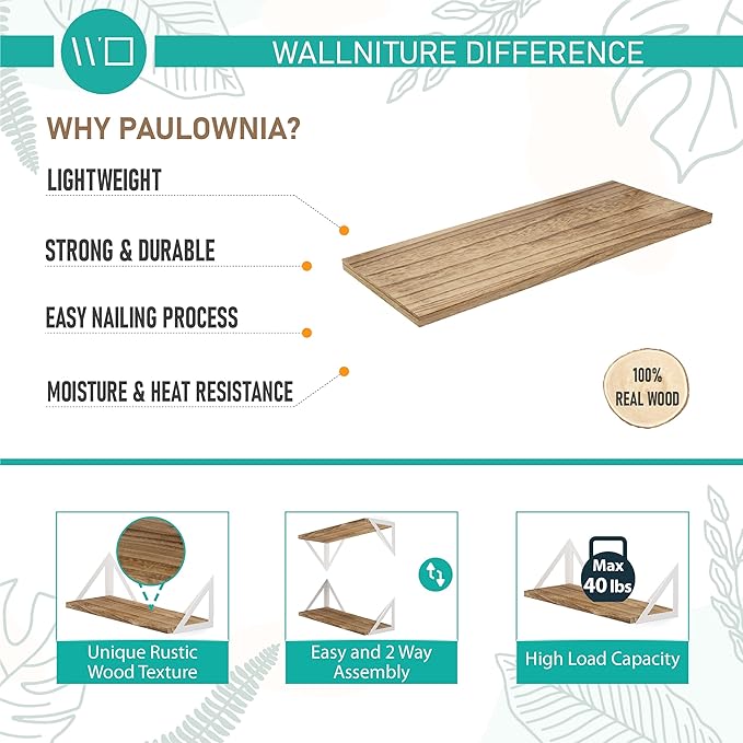 Wallniture Minori Wood Floating Shelves for Wall Storage, Wall Book Shelves for Living Room Decor, Geometric Triangle Shelf Set of 3, Burned Finish