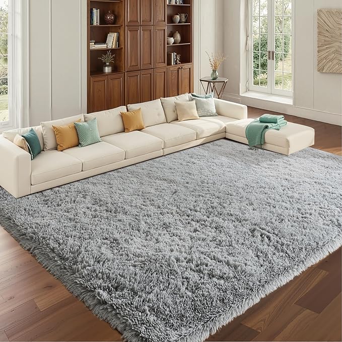 Fluffy Area Rugs for Bedroom - Soft Plush Shag Rug for Living Room Nursery Kids Room - Non Slip Fuzzy Shaggy Floor Carpets for Girls Boys Play Room Dorm Decor (Grey, 5' x 7')