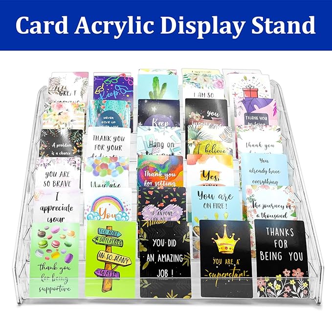 Philbinden 7 Tier Acrylic Card Display Stand,12" Sports Card Shelf-Versatile Display for Trading Cards, PSA Cards, Baseball Cards, Football Cards, Graded Cards and Business Cards and Stickers