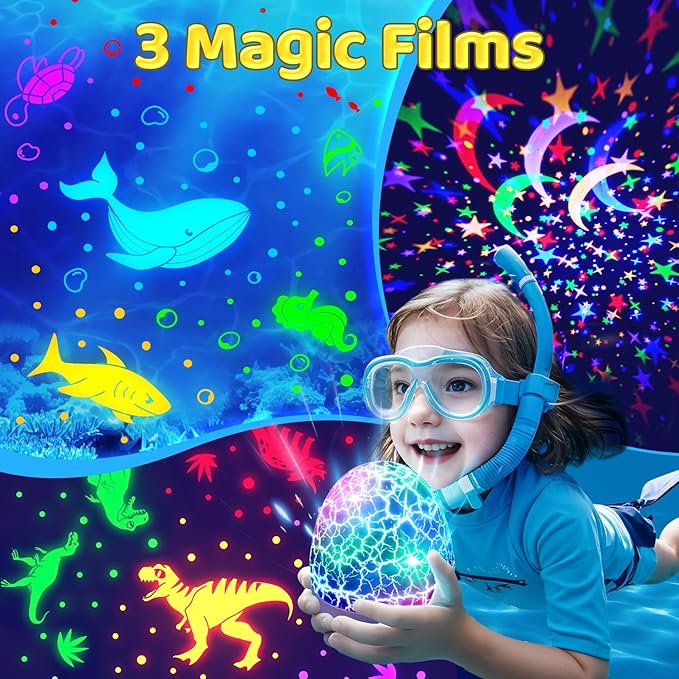 Staryou Sensory Lights Baby Sound Machine Night Light Projector Sensory Toys for Kids with Autism Toys for Boys 3-10 | 15 White Noise 3D Films 31Colors Night Light for Kids, Fidget Toys for Kids