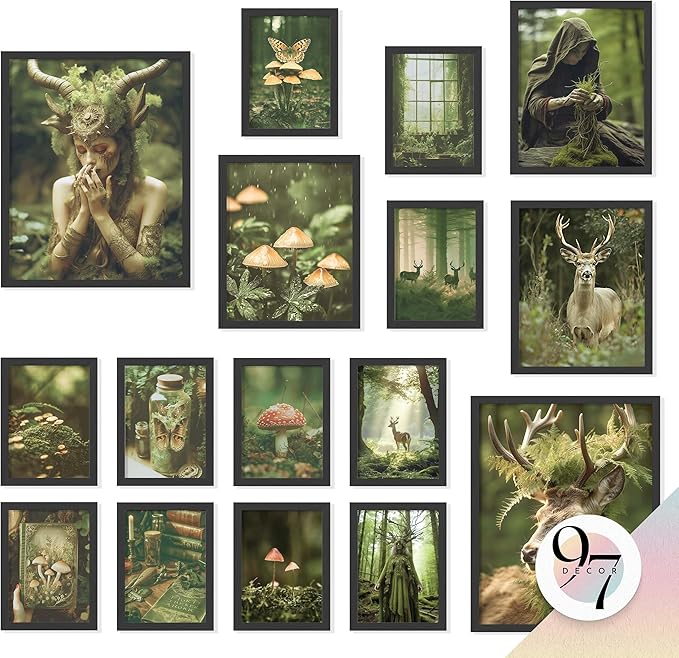 97 Decor Large 11x14 Nature Goblincore Decor - Large Fantasy Wall Art Prints, Magical Forest Posters For Room Aesthetic, Fairycore Pictures Cottage Core Wall Art Therian Prints For Bedroom (Unframed)
