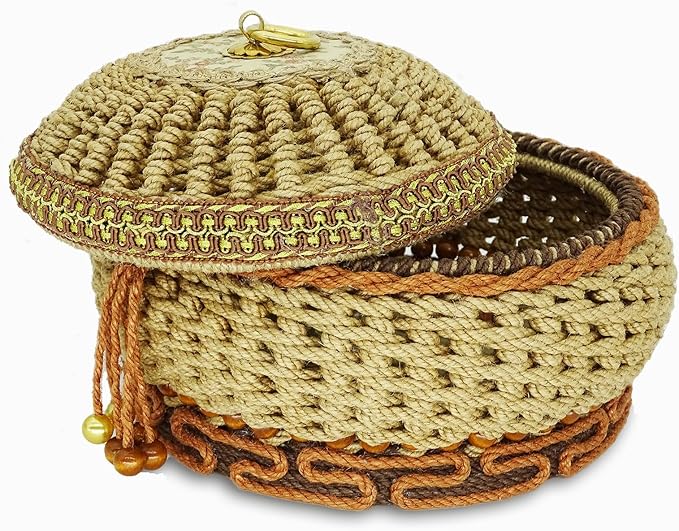 Zenpeace Wicker Basket, Suitable For Hand-Woven Big Rectangular Basket In Bedrooms, Kitchens, Bathrooms and Living Rooms, for Organizing and Decorating Projects, Clothes and Various Items (Bohemian)