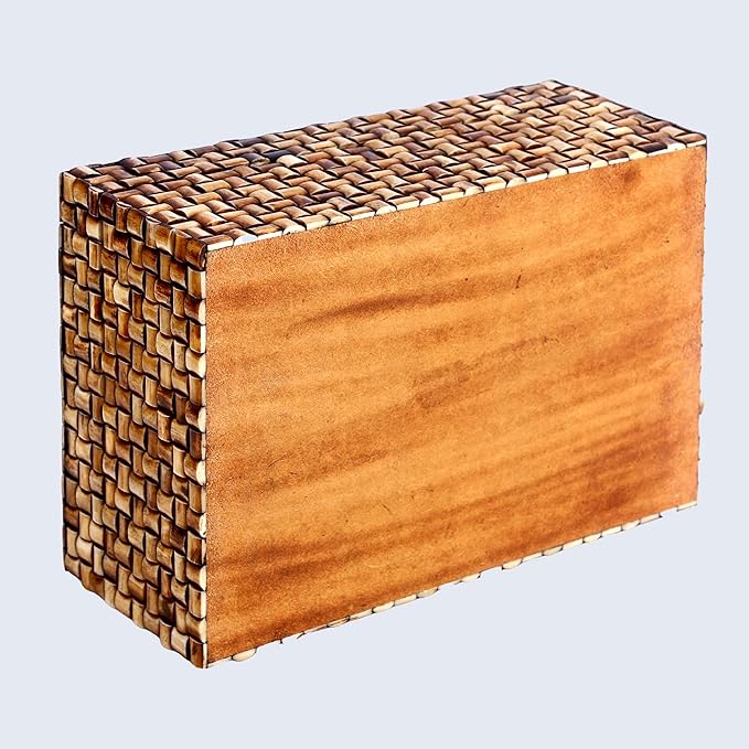 Handicrafts Home Large Decorative Storage Box with Lid – 12X8X5” Coffee Table Organizer, Keepsake- Decorative Boxes for Home Decor, Stylish Decorative Box for Office Decor-Mekong Chai