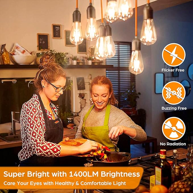 4-Pack Vintage LED Edison Bulbs 100W Equivalent 1400LM High Brightness 8W ST58 LED Filament Light Bulbs 2700K Soft Warm White E26 Medium Base CRI90+ Antique Clear Glass for Home Bedroom, Non-dimmable