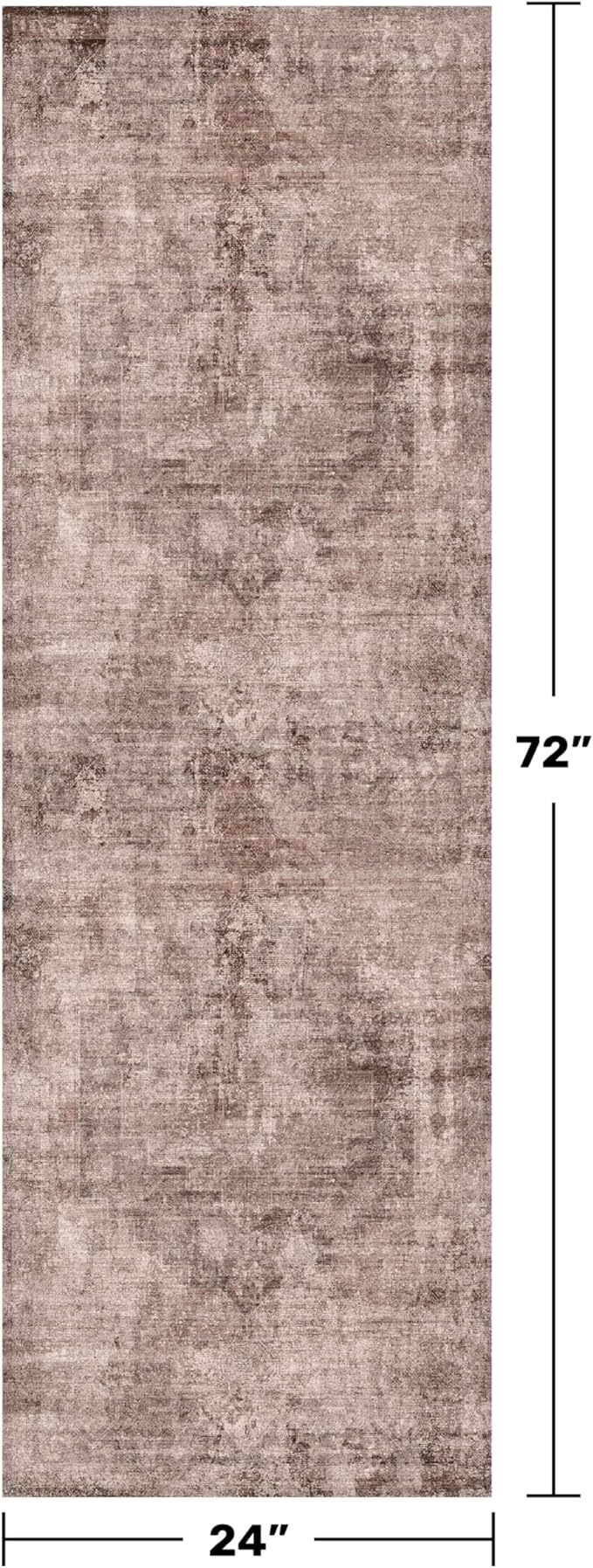 Hazo Haus Terracotta 2x6 Hallway Runner Rug, Non-Slip & Machine Washable Red Brown Rugs for Kitchen, Bathroom, Entrance Indoor, Low Pile & Soft Stain Resistant Farmhouse Decor