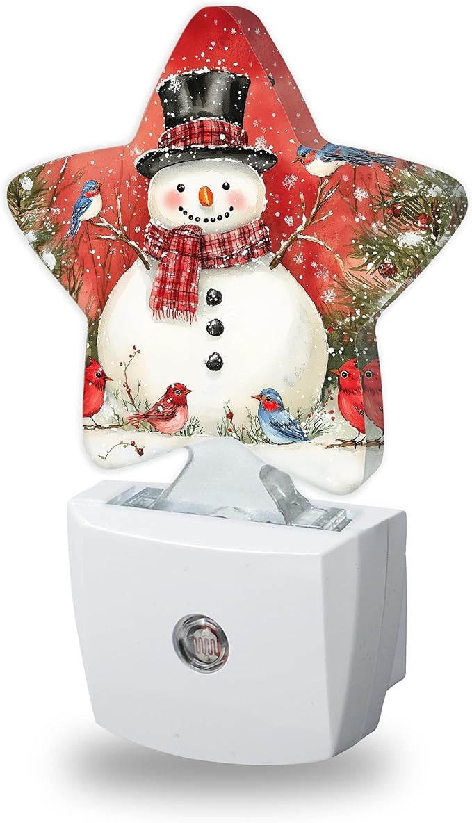Nightlight,Snowman Bird Decorative Night Lights Plug Into Wall,Christmas Night Light with Auto Sensor for Bedroom,Nursery,Hallway,Stairway,Gifts