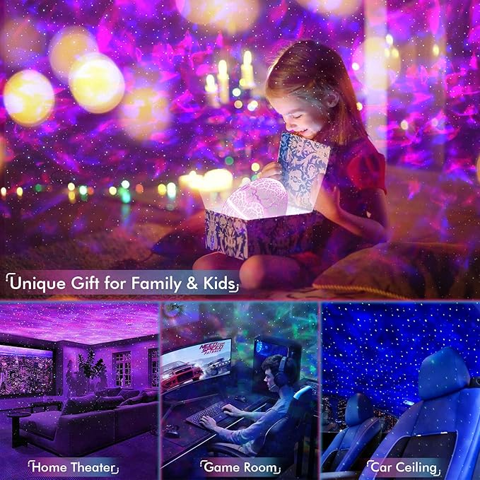 Rossetta Star Projector, Galaxy Projector for Bedroom Nebula Night Light Projector with White Noise, Bluetooth Speaker, Timer and Remote, Room Decor, Gifts for Kids, Adults, Birthday, Party, Easter