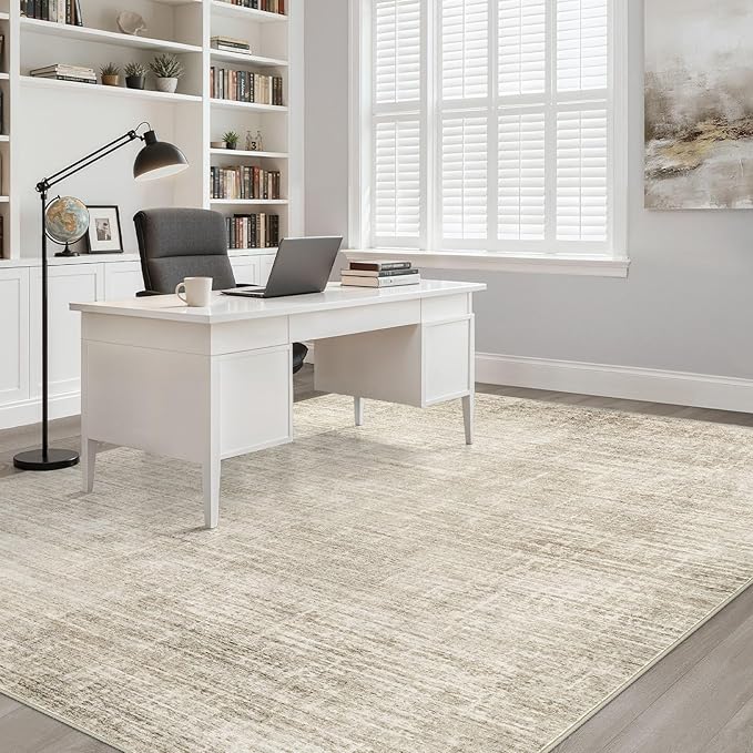 12x15 Area Rug Living Room: Washable Large Neutral Beige Rugs Abstract Soft Modern Stain Resistant Indoor Floor Non-Slip Carpet for Bedroom Nursery Kids Office Playroom Dining Room Under Table Home