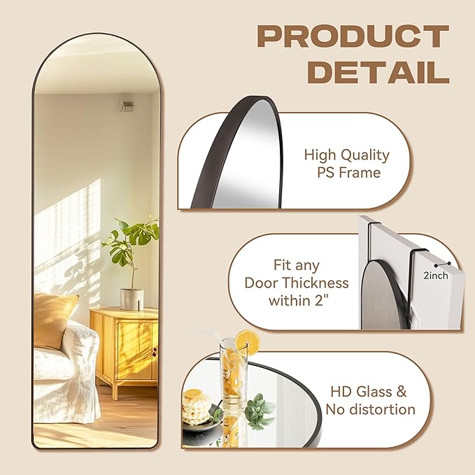 Hasipu Door Mirror Full Length, 51.1 x 15.7 Inch Full Body Wall Mirror Over The Door Hanging Mirror for Bedroom, Living Room, Cloakroom (White)
