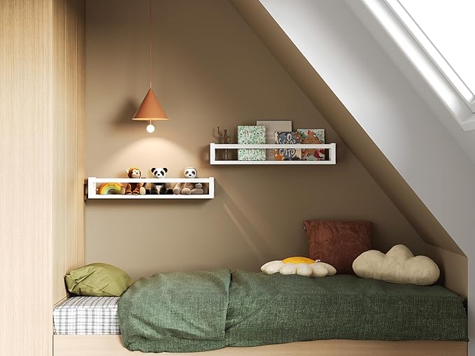 TidyCorner Upgraded Thick Floating Shelves - 24 Inch Multi-Use Wall-Mounted Bookshelves for Kids and Nursery, Ideal for Books, Toys, Spice Rack, Decor - White