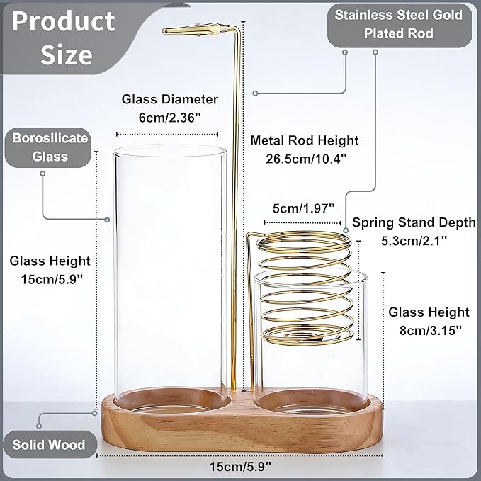 3 in 1 Incense Holder for Burning Insence-Stick & Palo Santo & Sage Sticks, Hanging Upside Down Incense Stick Burner with Glass Ash Catcher & Storage, Lasting Burning Palo Santo Sage Burner