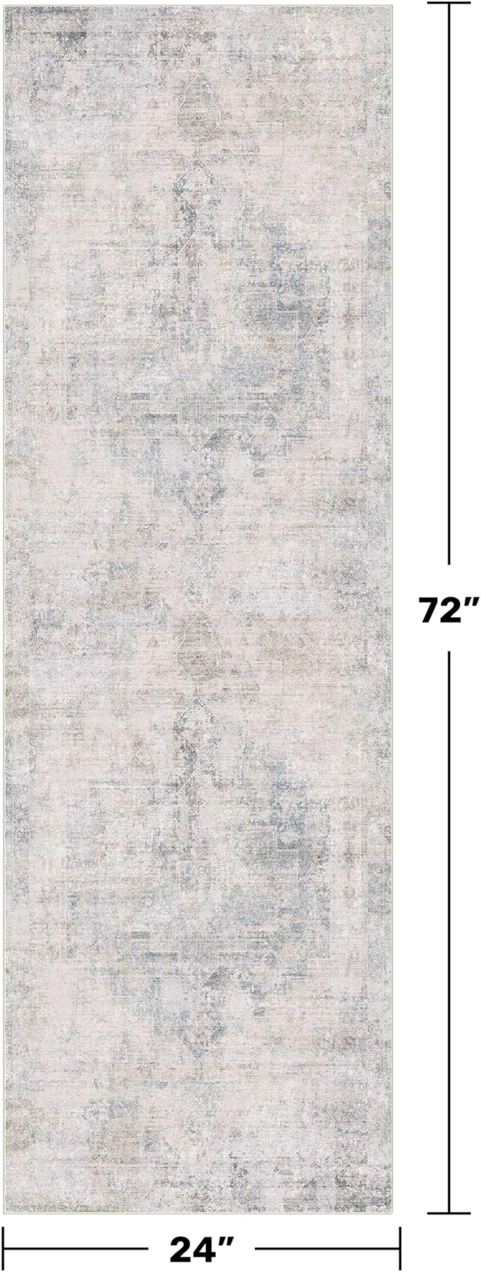 Hazo Haus Light Blue 2x6 Non Slip Bathroom Runner Rug - Blue Gray Washable Rug for Kitchen, Hallway, Non Slip with Rubber Backing, Boho Modern Abstract Runner Home Décor