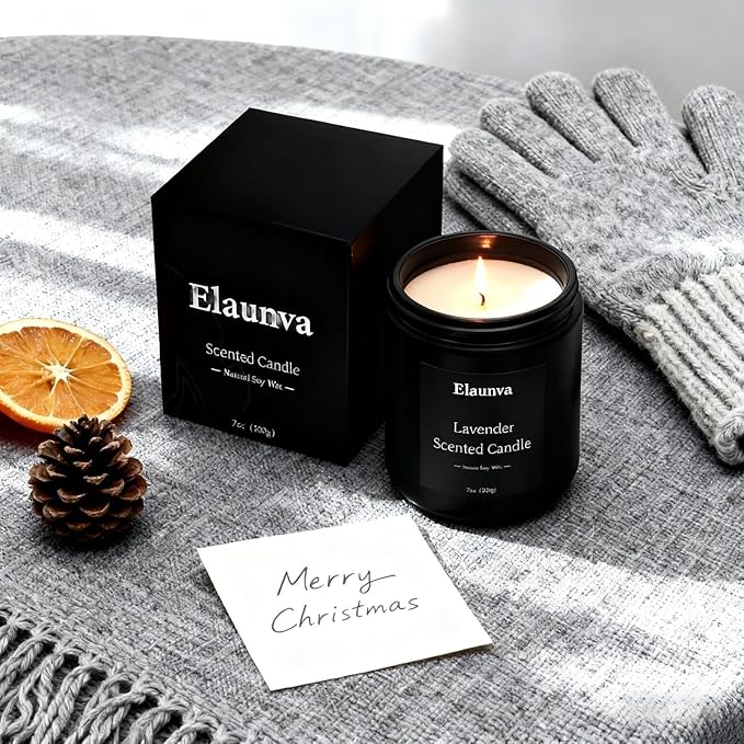 Lavender Scented Candle,7oz(200g),Natural Soy Wax,Aromatherapy Candles,Home Decorations,Romantic Present,Stress Relief and Relax Gift for Men and Women Christmas Gifts