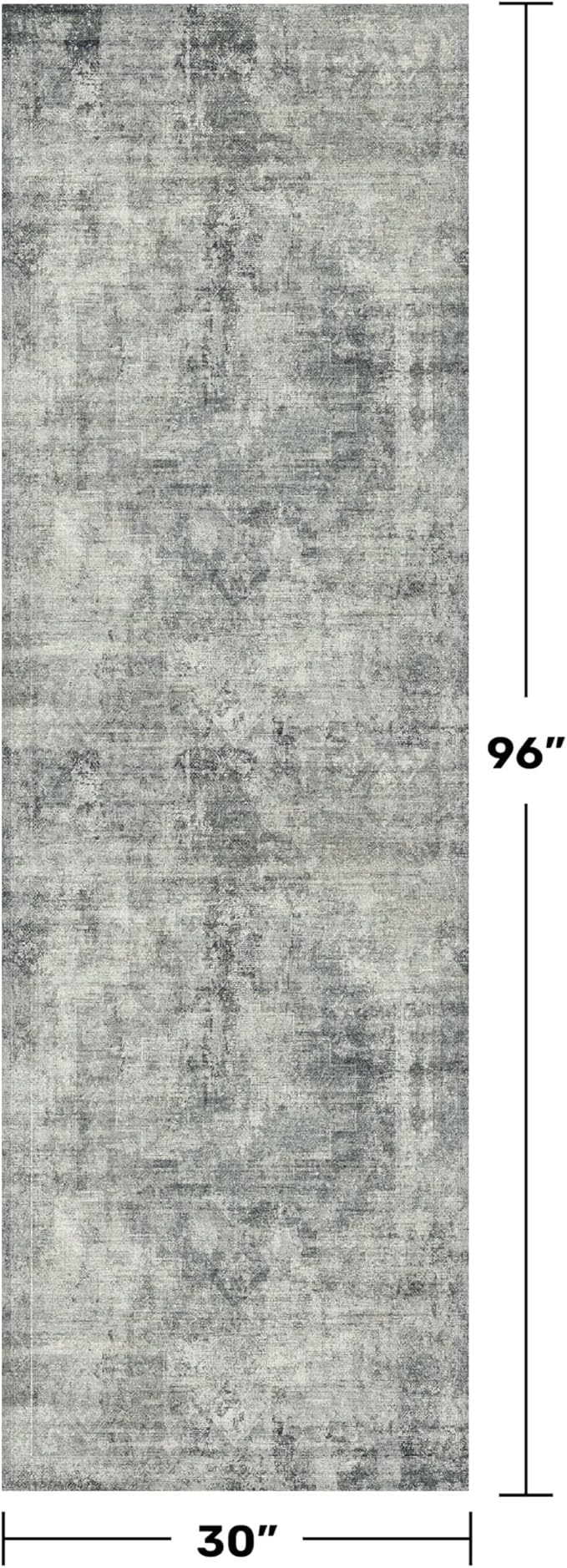 Hazo Haus 2'6"x8' Hallway Runner Rugs Non Slip, Modern 8ft Long Rug for Kitchen Floor, Entrance, Farmhouse Medallion Abstract Indoor Décor, Low Pile Stain Resistant (Slate Blue)