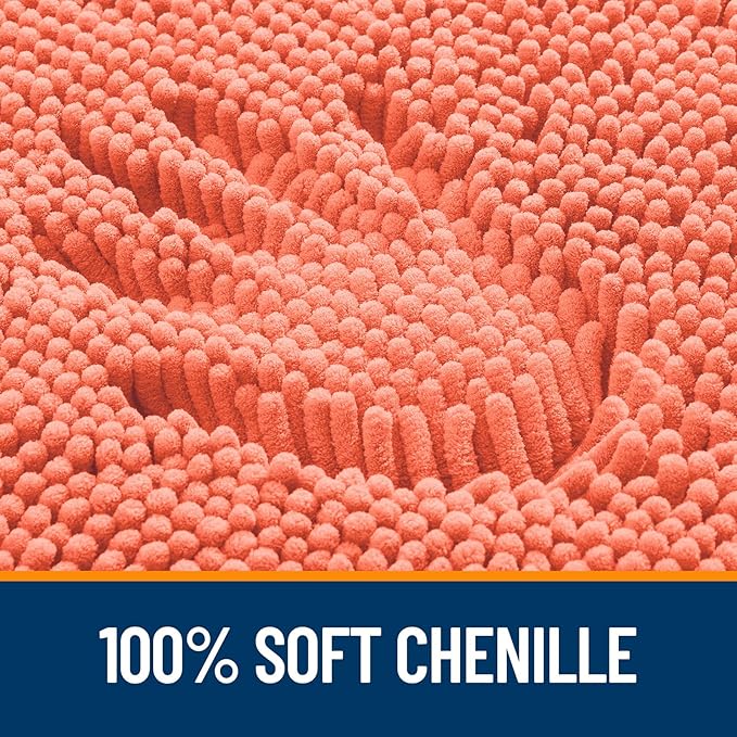 OLANLY Bathroom Runner Rugs 47x20, Extra Soft Absorbent Chenille Bath Rugs, Rubber Backing Quick Dry, Machine Washable Long Bath Mats for Bathroom Floor, Tub and Shower, Home Decor Accessories, Coral