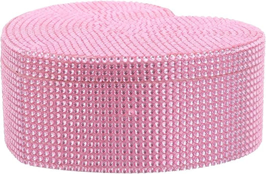 Abaodam Pink Heart-shaped Jewelry Box with Mirror, Double Layer Plastic Organizer for Earrings Necklaces Bracelets, Cosmetic Storage Case for Women and Hair Accessories