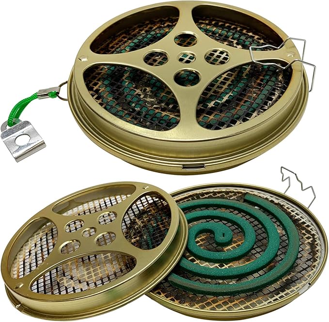 W4W Portable Mosquito Coil Holder - Mosquito Coil & Incense Burner for Outdoor use, Pool Side, Patio, Deck, Camping, Hiking, etc.(Includes Set of 2 Holders)